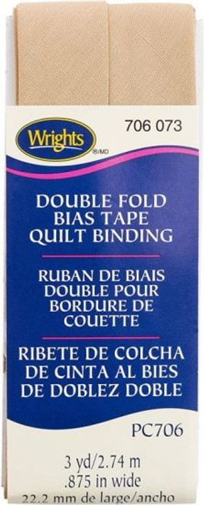 Wrights - Quilt Binding Bias Tape - Double Fold - Tan