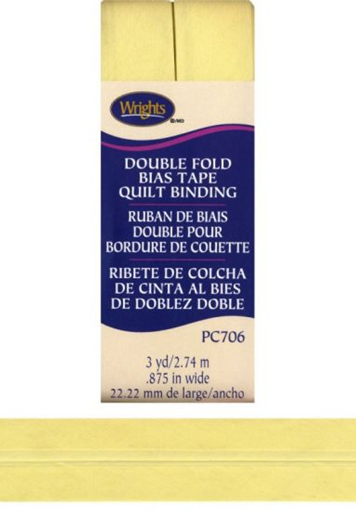 Wrights - Quilt Binding Bias Tape - Double Fold - Baby Maize