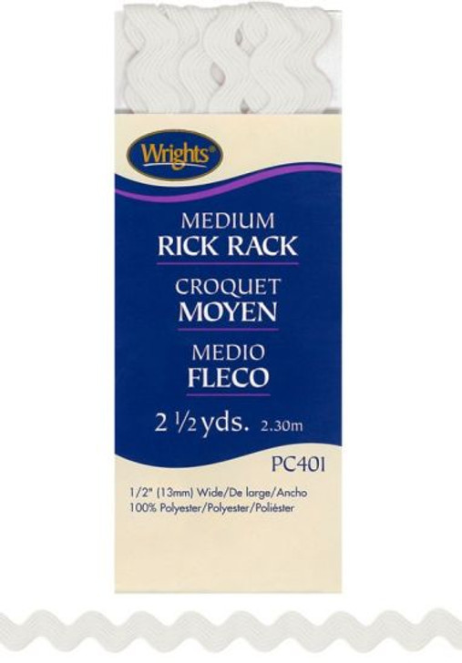 Wrights - Medium Rick Rack, White