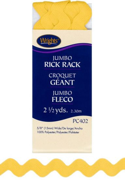 Wrights - Jumbo Rick Rack, Canary