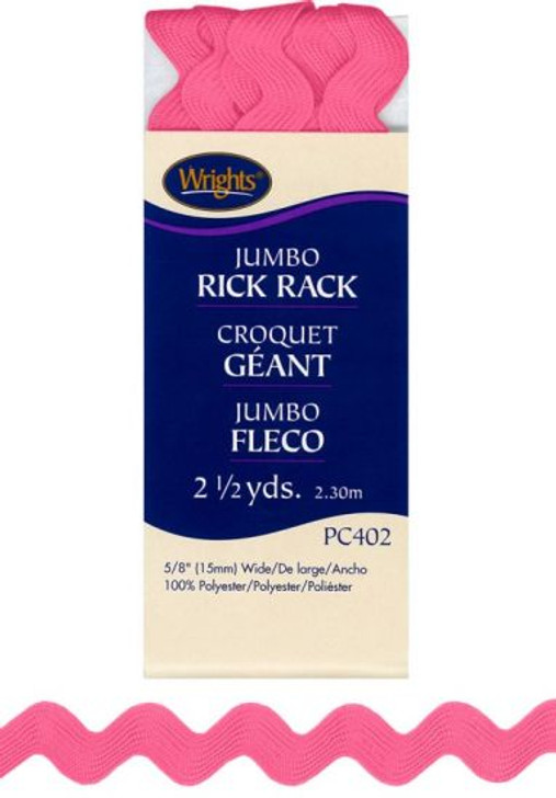 Wrights - Jumbo Rick Rack, Candy Pink