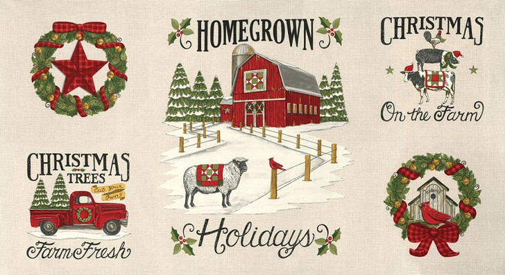 Moda - Homegrown Holidays - 24" Farm Panel, Winter White