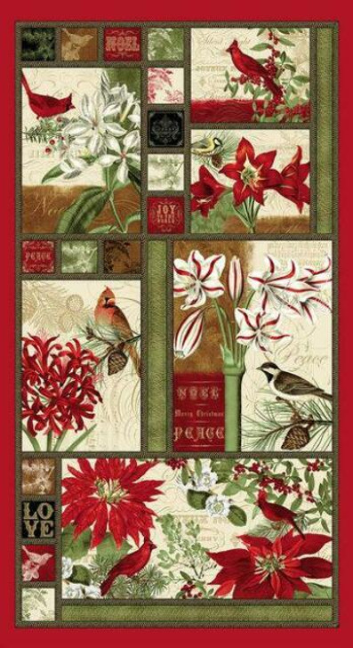 Blank Quilting - Yuletide Botanica - 24" Panel, Red