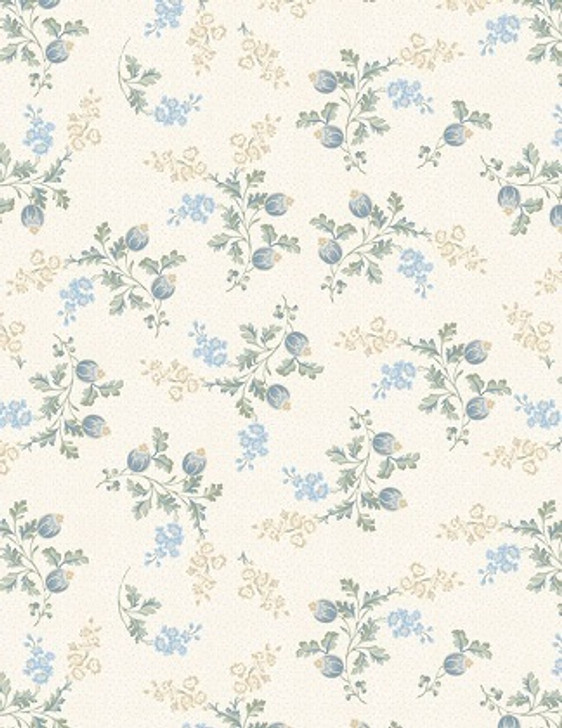 Wilmington Prints - Sapphire Blossoms - Floral, Cream