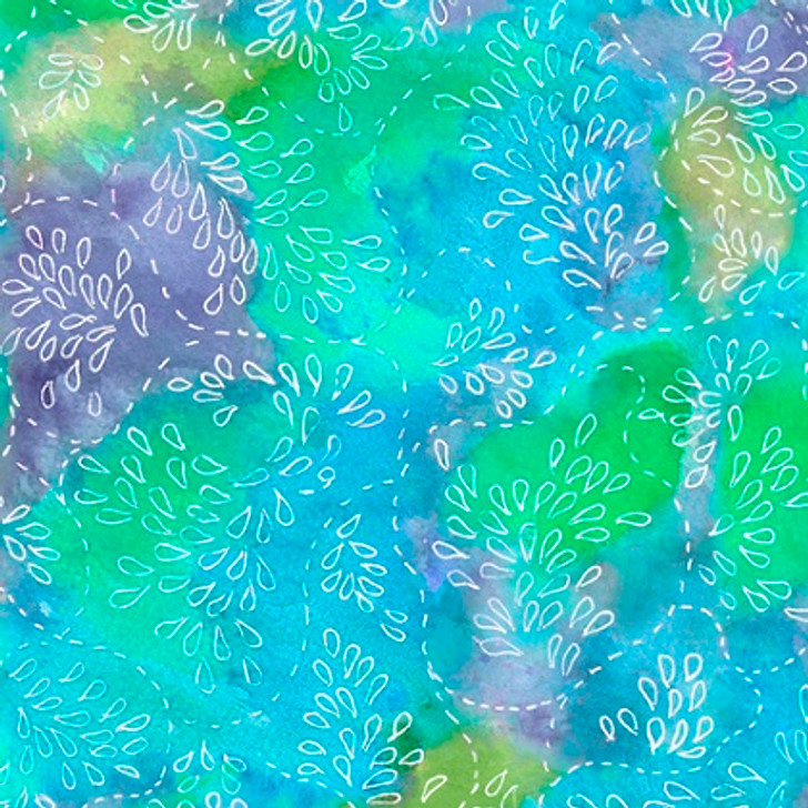 Quilting Treasures - Serafina - Watercolor Stitch, Turquoise