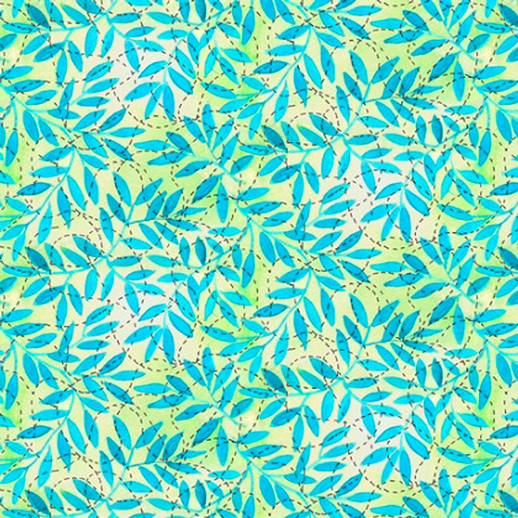 Quilting Treasures - Serafina - Leaf Blender, Turquoise