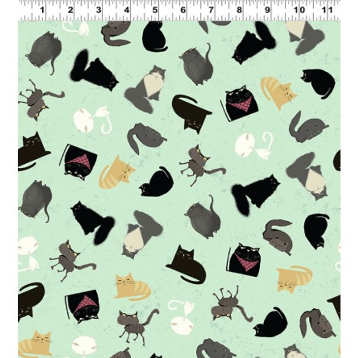 Clothworks - Snarky Cats - Kitten Play, Lt Mint