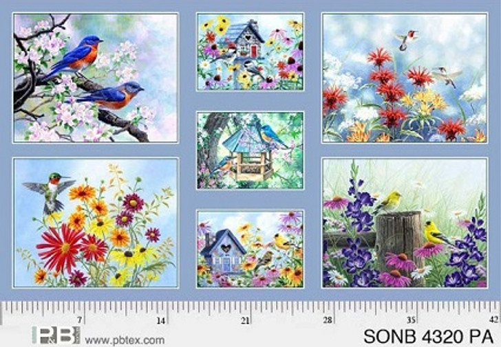 P & B Textiles - Song Birds - 26" Panel, Multi