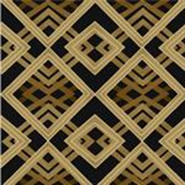 Oasis Fabrics - Romance - Gold Metallic Diamonds, Black