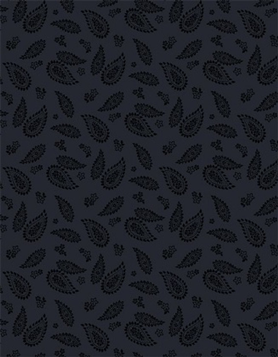 Wilmington Prints - Essentials After Midnight - Paisley, Black on Black