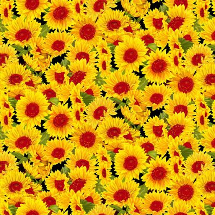 Print Concepts - Sunshine & Bumblebees - Packed Sunflowers, Yellow