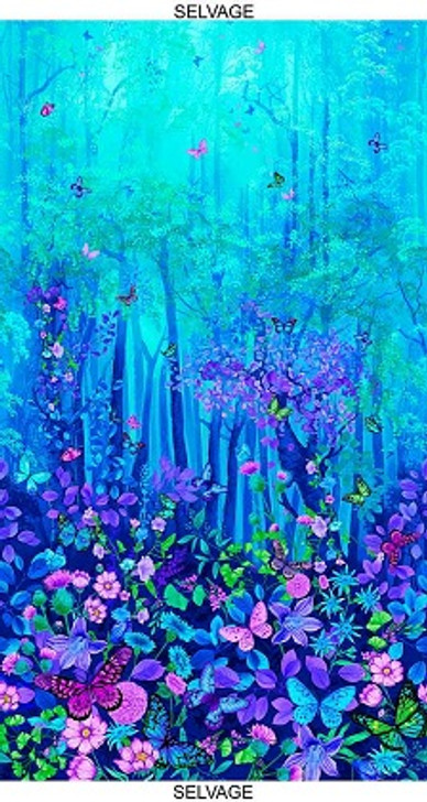 Timeless Treasures - Forest Magic - 24" Forest Panel, Blue