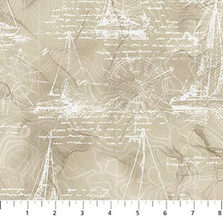 Northcott - Sail Away - Sail Boat Drawing, Beige