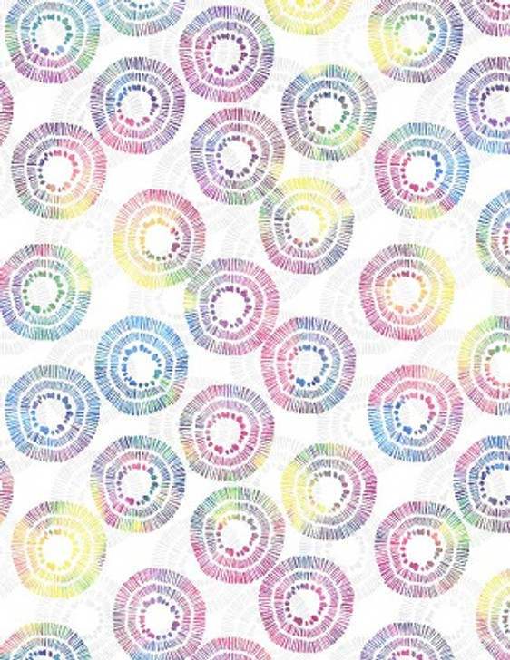 Wilmington Prints - 108" Essentials Circle Burst, Multi on White