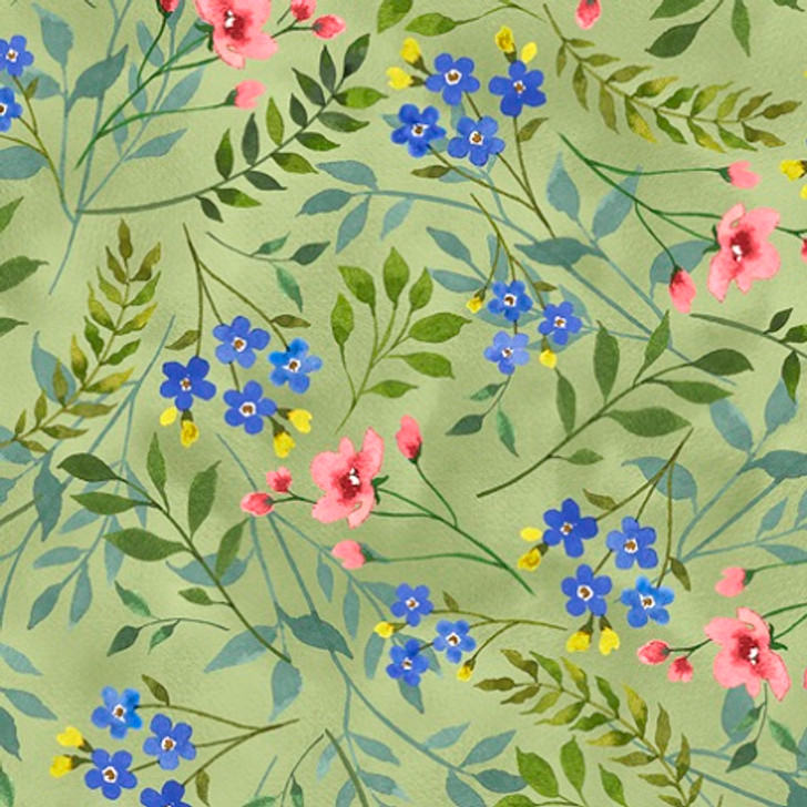 Quilting Treasures - Wildflower Farm - Wild Flowers, Green