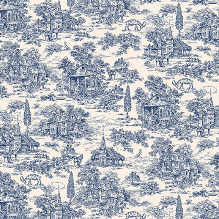 Henry Glass - 108" Farmhouse - Navy Toile on Cream