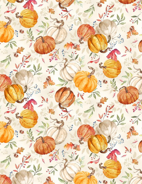 Wilmington Prints - Autumn Day - Pumpkin Toss, Tan
