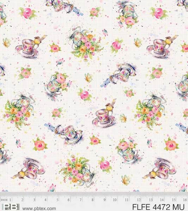 P & B Textiles - Flowers & Feathers - Tossed Motifs, Multi