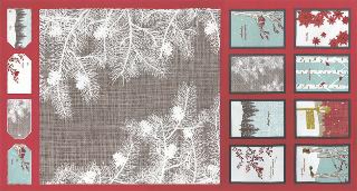 Moda - Winters Lane - 24" Holiday Panel, Berry