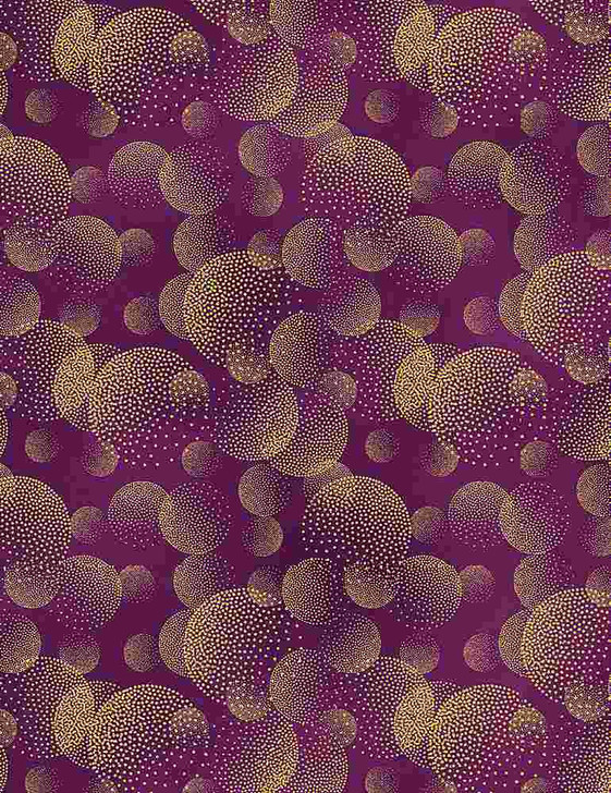 Timeless Treasures - Majestic - Metallic Dotted Circle Textures, Purple