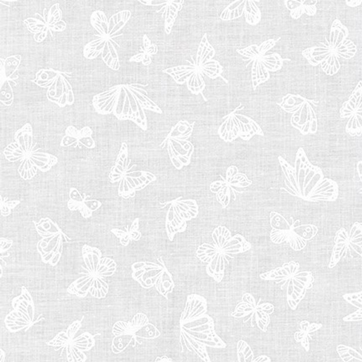 Robert Kaufman - Mini Madness - Butterflies, White on White