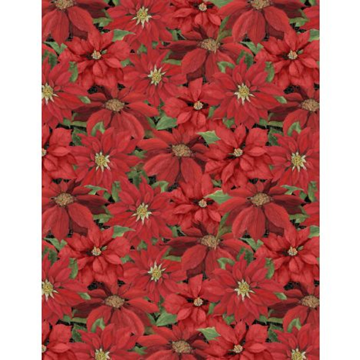 Wilmington Prints - Season of Heart - Poinsettias, Black