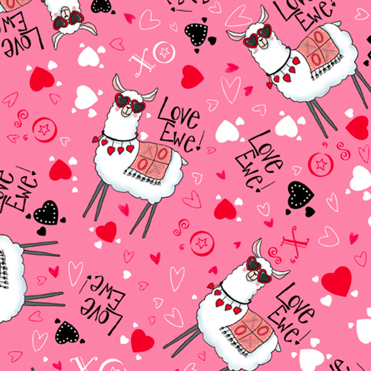 Quilting Treasures - Love Ewe - Ewe Toss, Pink