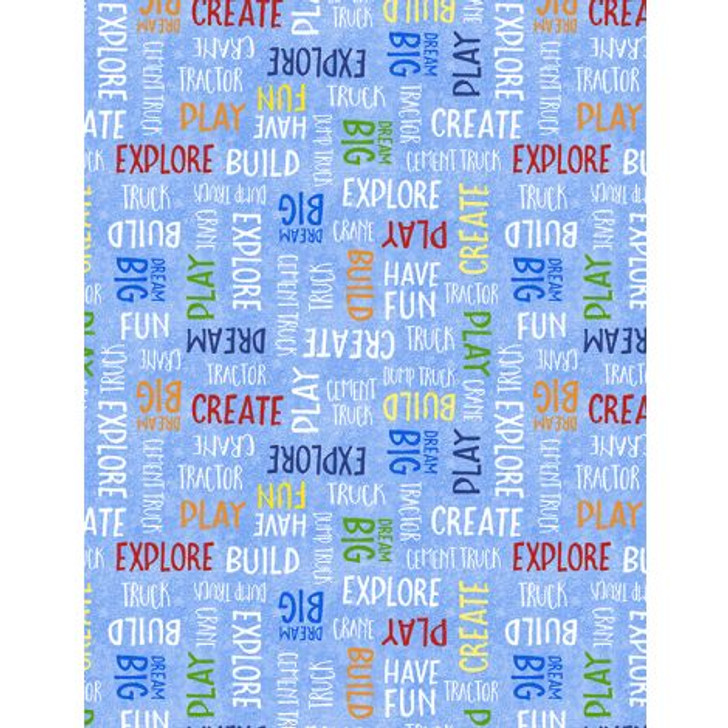 Wilmington Prints - Building Dreams - Word Toss, Blue