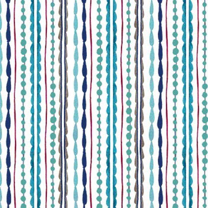 Michael Miller - Fanciful Sea Life - Jellyfish Stripe, White