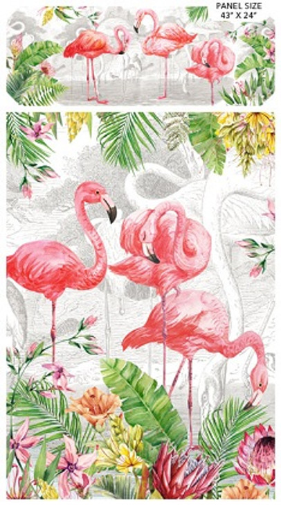 Northcott - Flamingo Bay - 24" Flamingo Bay Panel, White