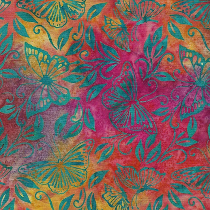 Island Batiks - Cotton Batik 2021 - Butterfly Leaf, Tourmaline