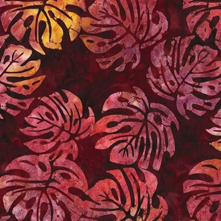 Michael Miller - Batiks-Tropical - Tropical Leaves, Sangria