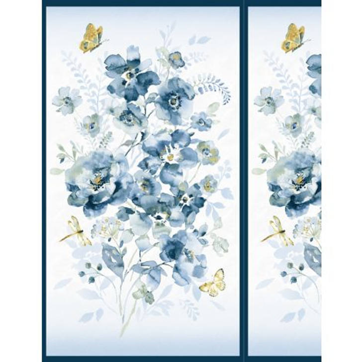 Wilmington Prints - Blue Breeze - 24" Floral Panel, Multi