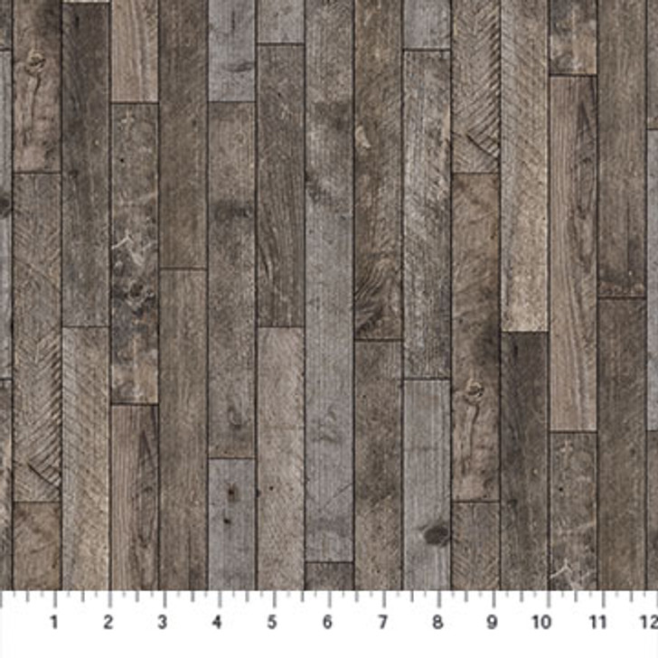 Northcott - Gray Wolf - Wood Planks, Charcoal Brown
