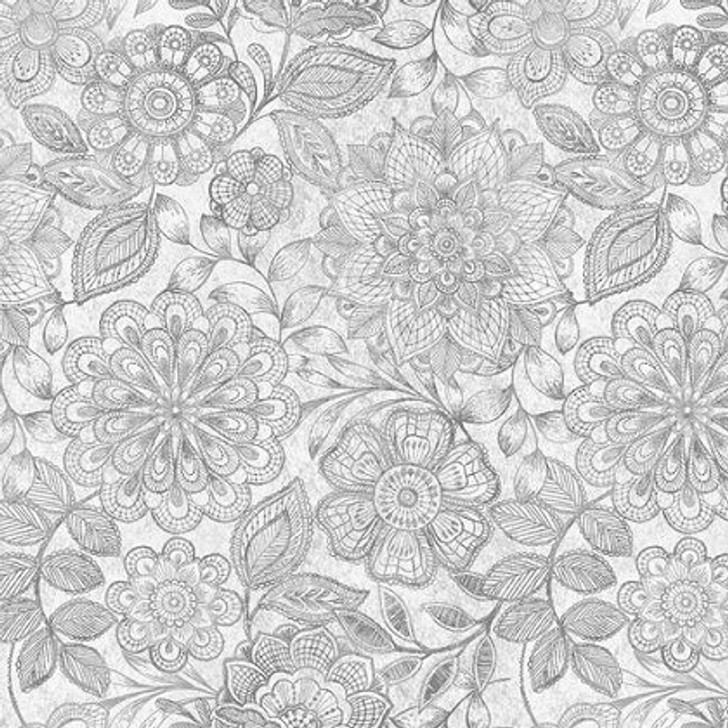 Blank Quilting - 108" Eufloria - Floral Allover, Gray