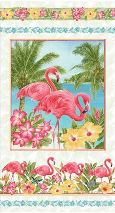 Henry Glass - Pink Paradise - 24" Flamingo Panel, Multi
