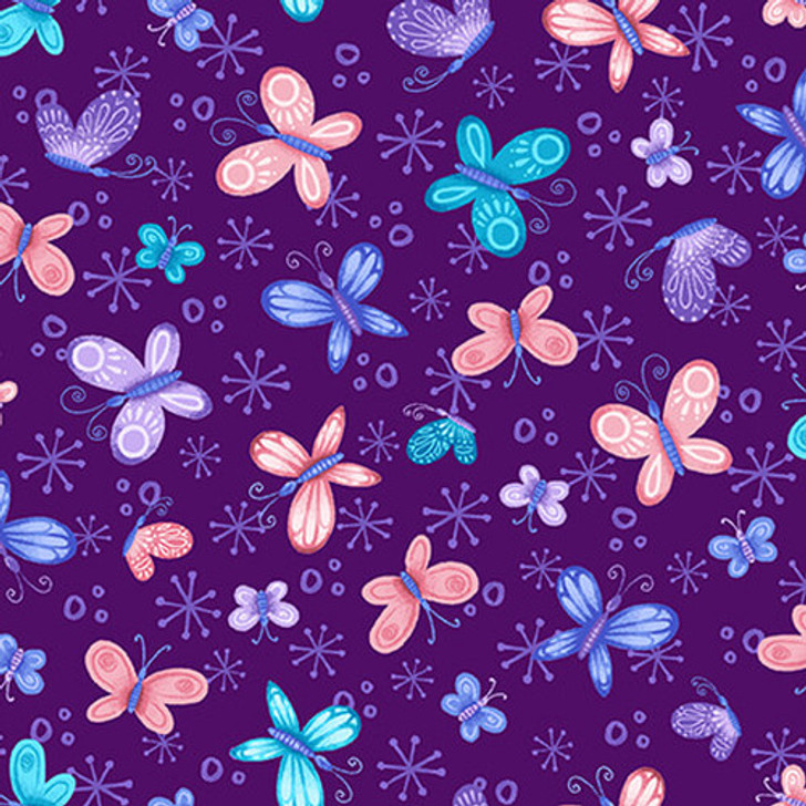Blank Quilting - Sparkle Like A Unicorn - Butterflies, Dk Purple