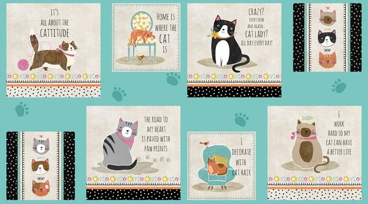 Wilmington Prints - Purrfect Partners - 24" Craft Panel, Multi