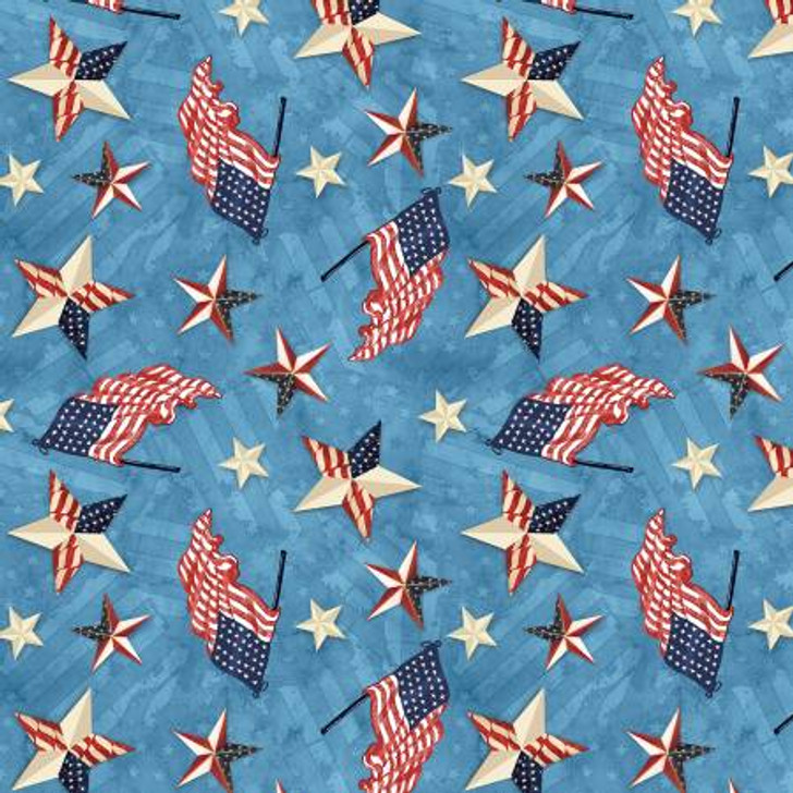 Wilmington Prints - Americana - Patriotic Toss, Blue