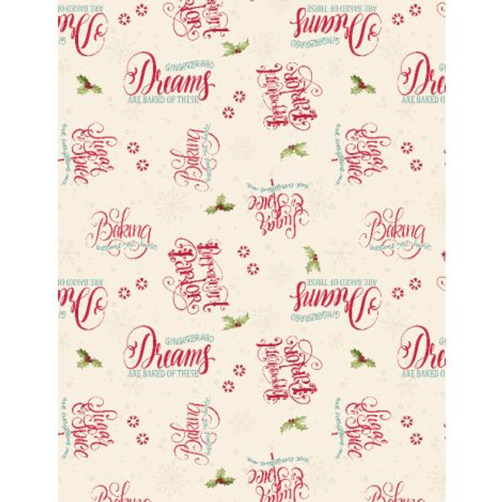 Wilmington Prints - Peppermint Parlor - Word Toss, Cream