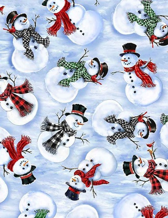 Timeless Treasures - Minky Print - (Softie) - Tossed Snowmen, Multi