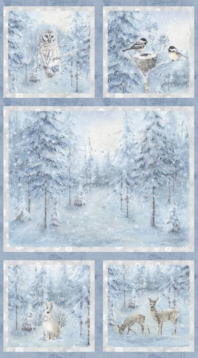 Wilmington Prints - Woodland Frost - 24" Panel, Multi