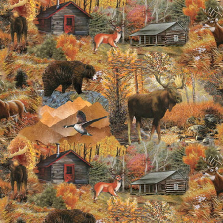 Blank Quilting - Wilderness Trail - Scenic Animals, Lt Brown