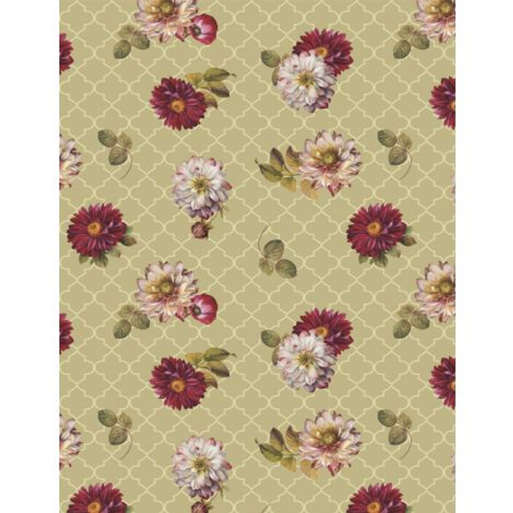 Wilmington Prints - Rosewood Lane - Flower Toss, Green