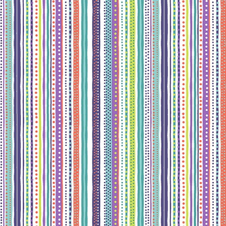Makower - Dino Friends - Loose Stripe, Purple