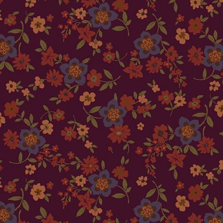 Marcus Fabrics - Ginger Grove - Floral, Eggplant