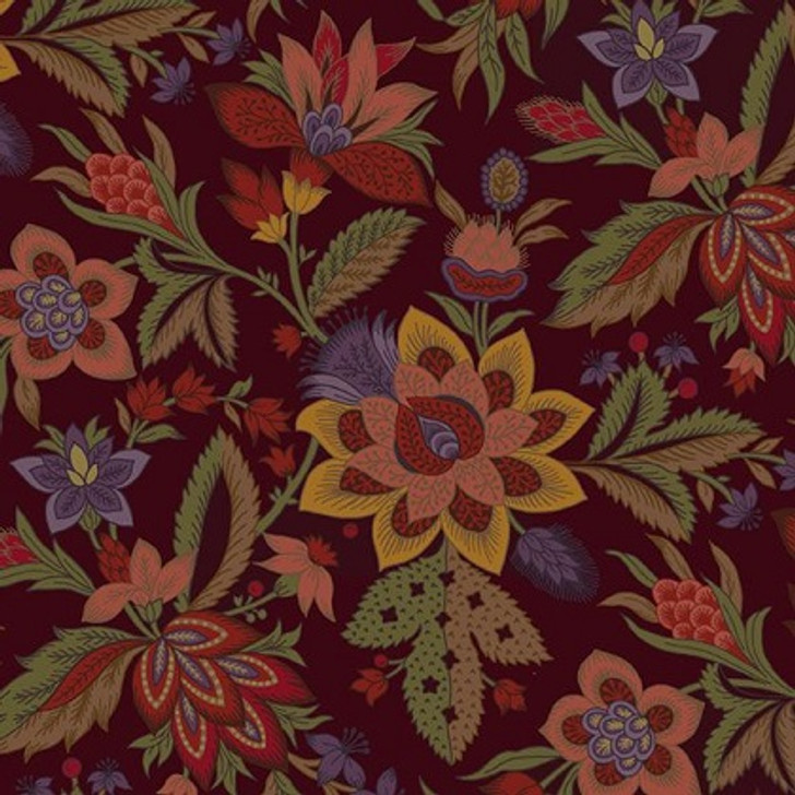 Marcus Fabrics - Ginger Grove - Jacobean, Burgundy