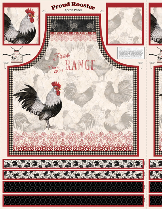 Wilmington Prints - Proud Rooster - 30" Apron Panel, Multi