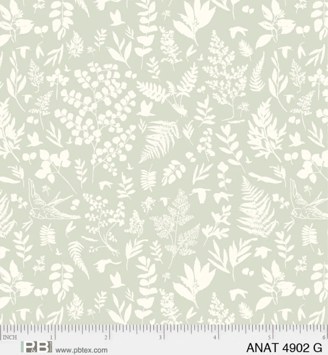 P & B Textiles - Au Naturel - Ferns, Sage Green