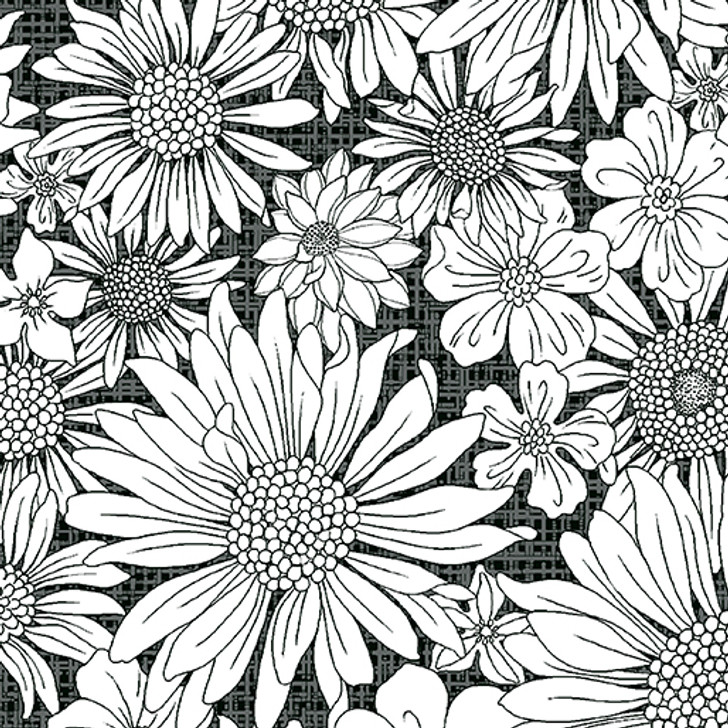 Benartex - Porch Swing - Upsy Daisy, Charcoal